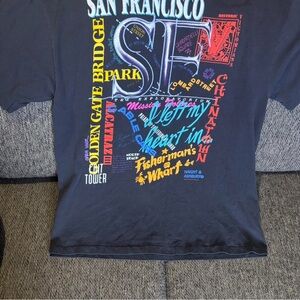 Vtg 1990 San Francisco Black Graphic T-Shirt-Single Stitch-Vacation Tourist Tee